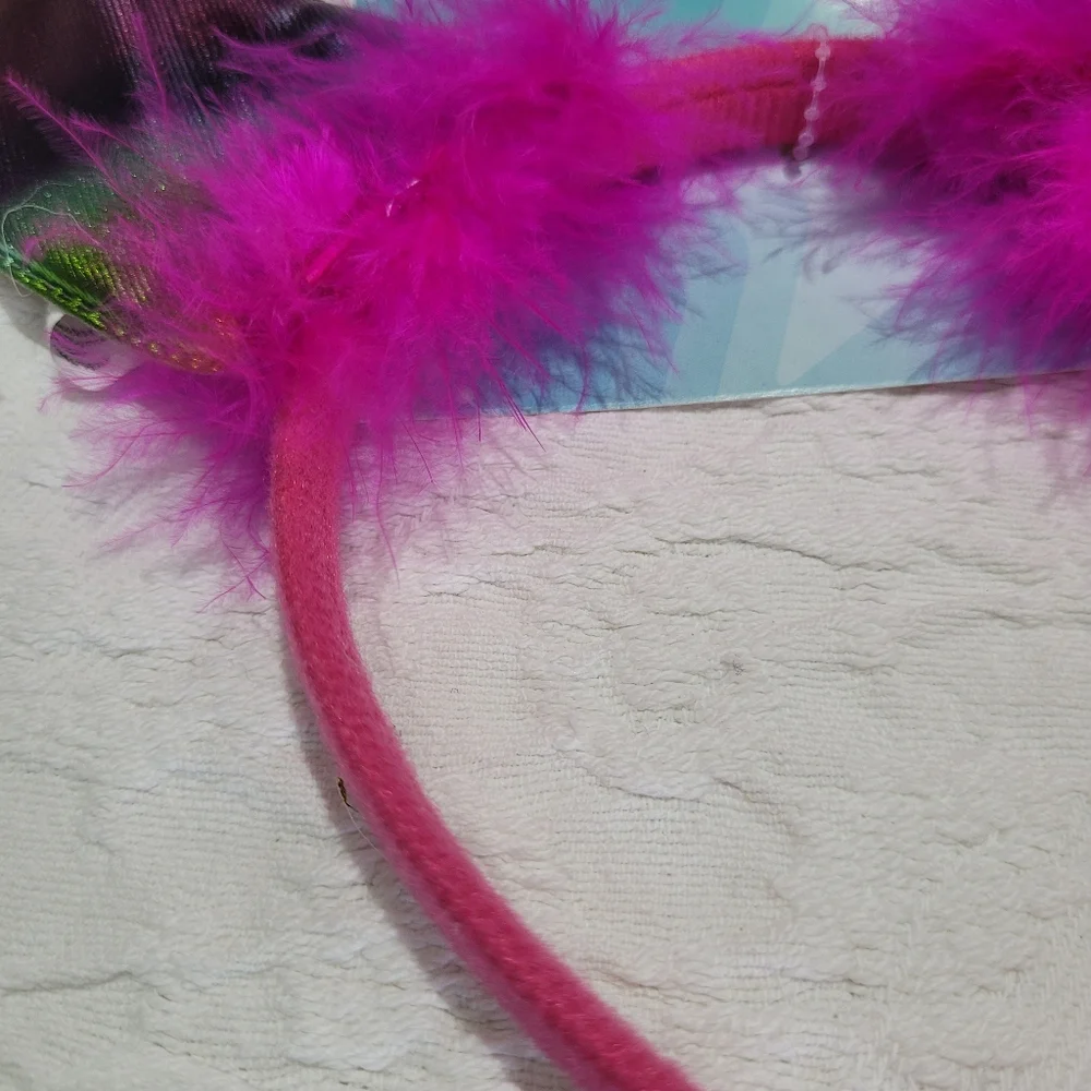 Rainbow Devil Horns Faux Fur Metallic Costume Padded Headband